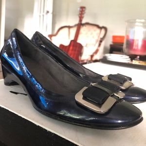 7.5N Stuart Weitzman Dark Navy Patent Leather